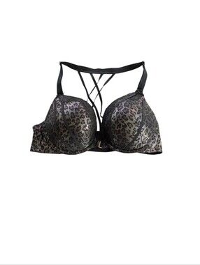 Cacique Strappy Leopard Print Push-Up Bra - Black